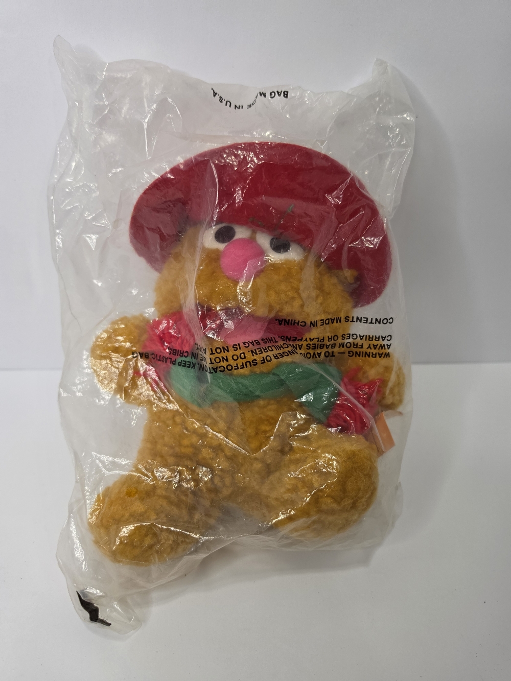 Vintage 1988 McDonald's Baby Fozzir Bear with Red Hat and Green Scarf - Picture 1 of 3